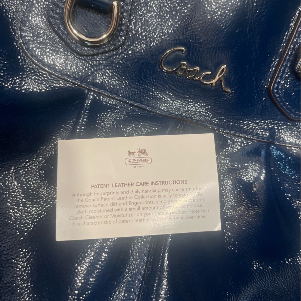 Coach Patent Leather Ashley Carryall in Cobalt Blue - Picture 12 of 12